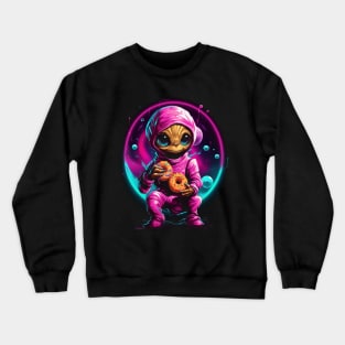 Cute Alien Eating Doughnuts Crewneck Sweatshirt